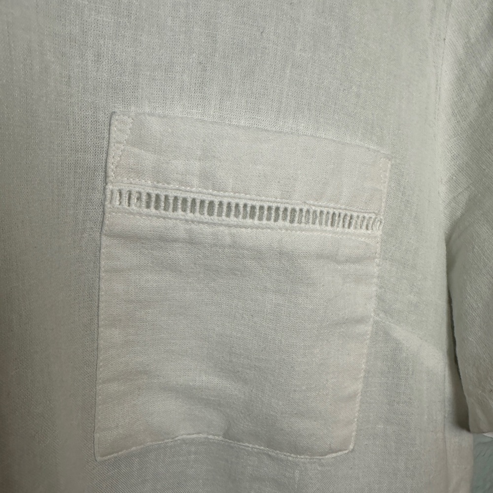 Liz Claiborne White Linen Blend Women’s Short Sleeve Shirt Size L - Picture 9 of 10